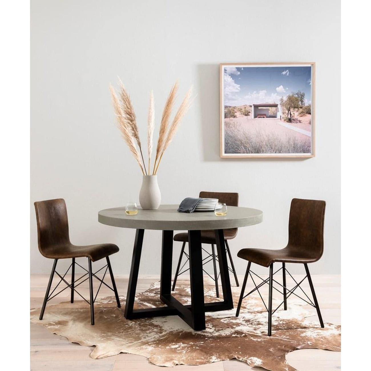 Diaw Dining Chair-Four Hands-FH-CIRD-129A-Dining ChairsDistressed Brown Faux Leather-3-France and Son