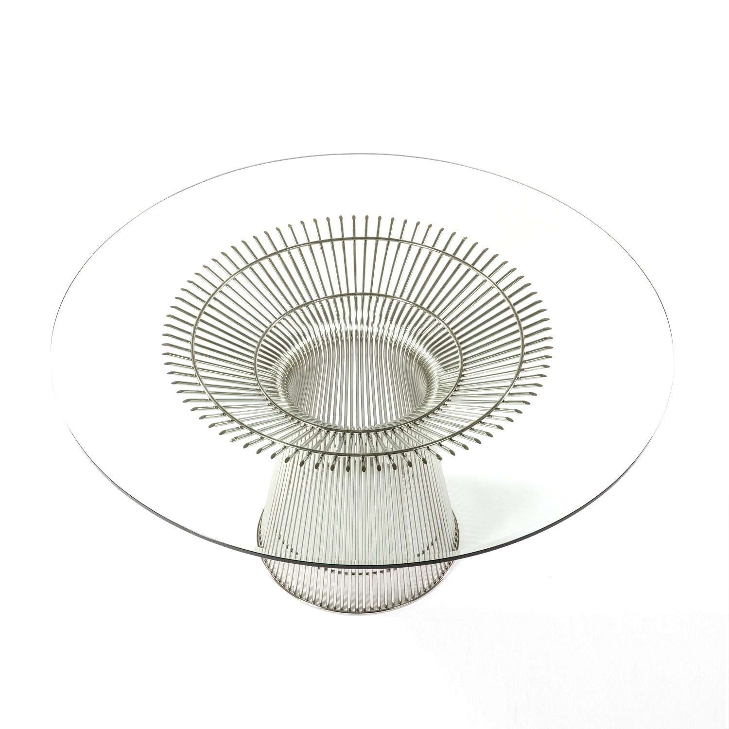 Mid Century Platner Stainless Steel Dining Table-France & Son-FB9688GLASS-Dining TablesPolished Steel-2-France and Son