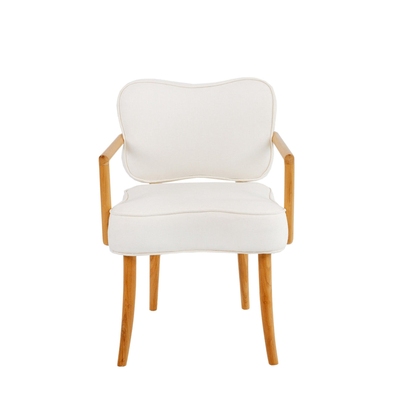 Royere Dining Arm Chair-France & Son-FL1087IVORY-Dining Chairs-2-France and Son