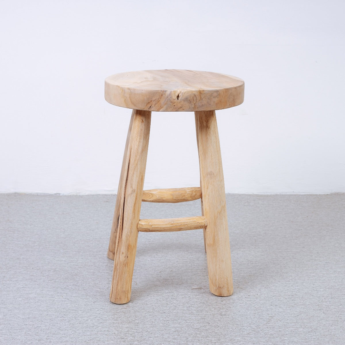 Kiran Teak Wood Stool-France & Son-FL1129-Bar StoolsDining Stool-5-France and Son