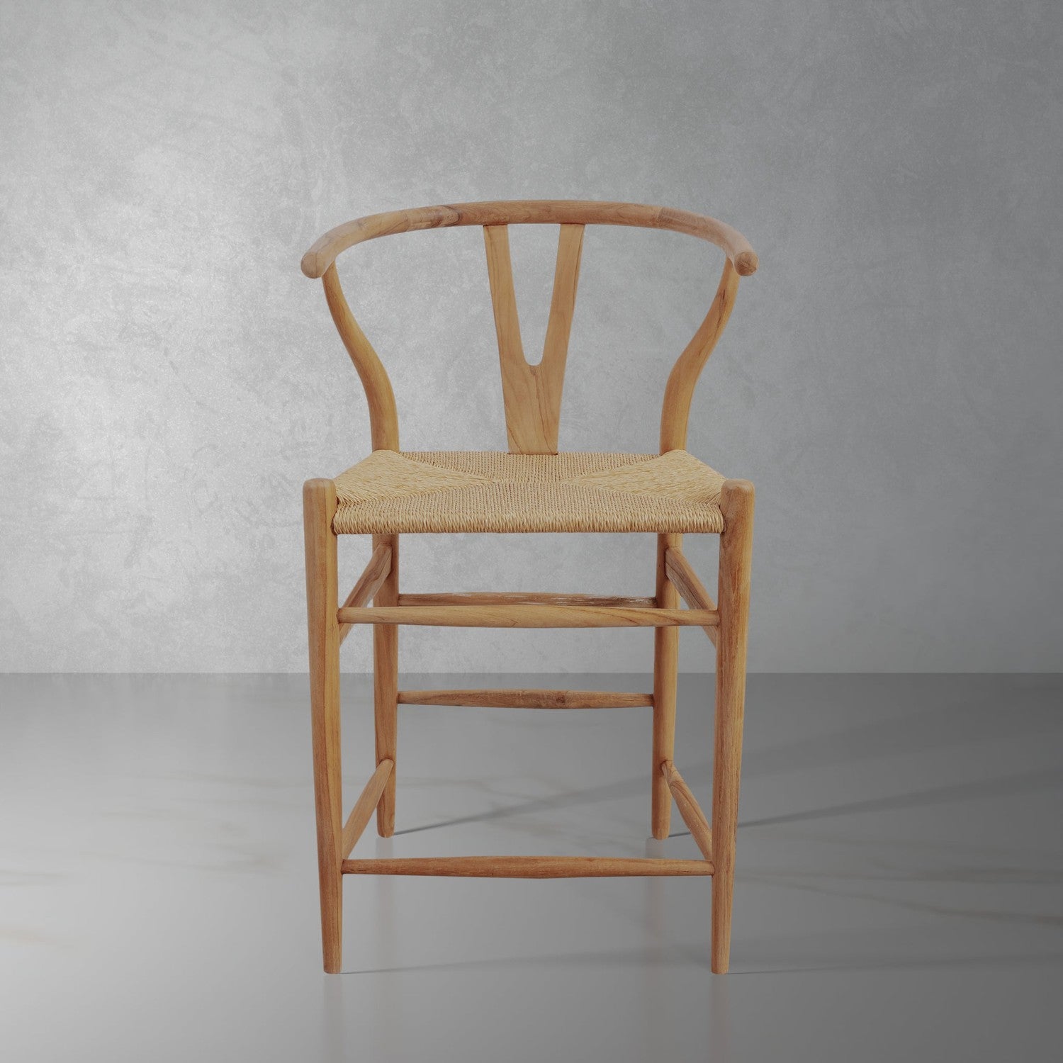 Wishbone Teak Counter Stool-France & Son-FL1180NTRL-Bar StoolsNatural-1-France and Son