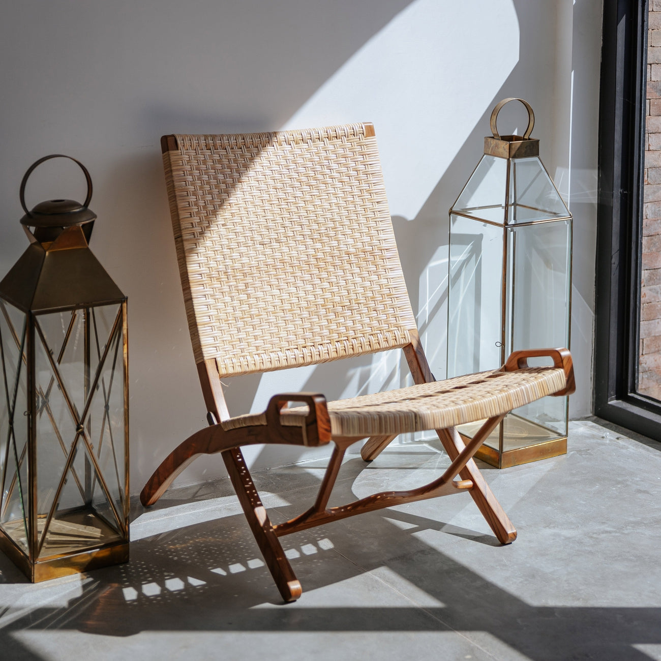 Mid Century Wegner Folding Chair-France & Son-FL1306LBRN-Lounge Chairs-2-France and Son