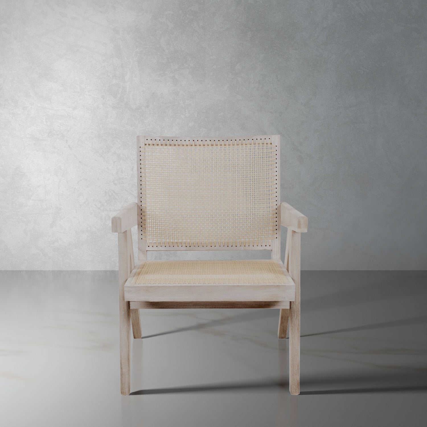 Jeanneret Lounge Chair with Arms - Weathered Grey Teak-France & Son-FL1317GREY-SYN-Outdoor Lounge Chairs-1-France and Son