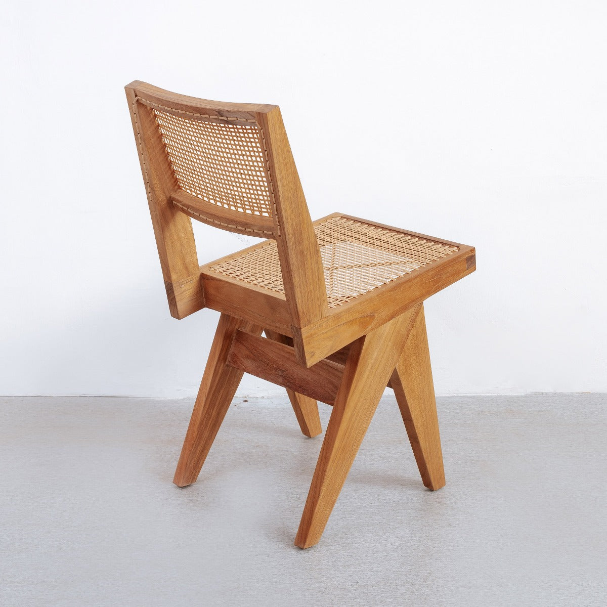 Pierre Jeanneret Hand Caned Side Chair - Indoor / Outdoor-France & Son-FL1318NTRL-SYN-Dining Chairs-6-France and Son