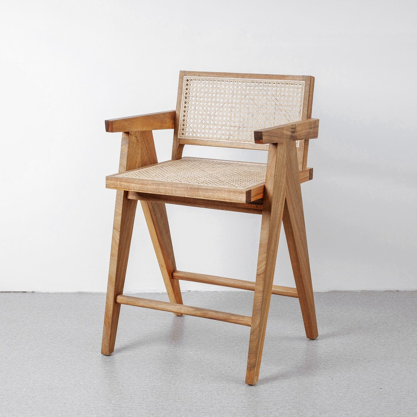 Mid Century Hand Cane Jeanneret Counter Stool-France & Son-FL1325NTRLCNTR-Bar StoolsNatural Acacia-1-France and Son