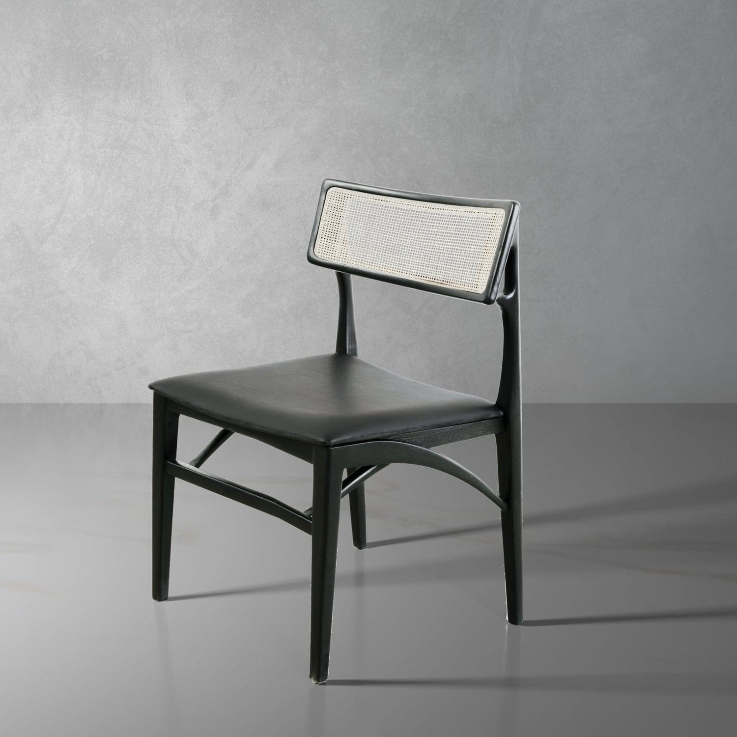 Razzia Cane Dining Chair with Seat Pad-France & Son-FL1331BLK-Dining ChairsBrown Frame-1-France and Son