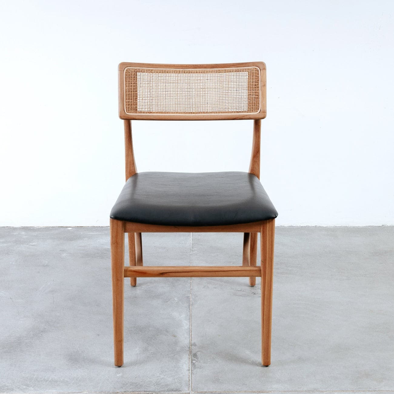 Razzia Cane Dining Chair with Seat Pad-France & Son-FL1331BLK-Dining ChairsBrown Frame-1-France and Son