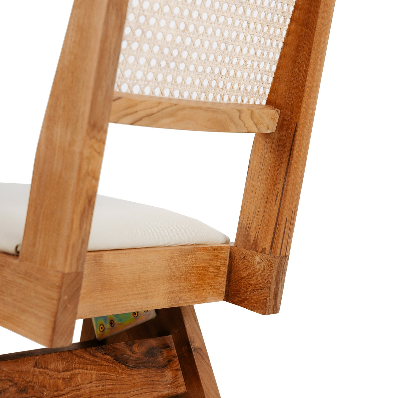 Jeanneret Dining Side Chair with Seat Pad and Hand Caned Back-France & Son-FL1338-Dining ChairsWhitewashed-Single-9-France and Son