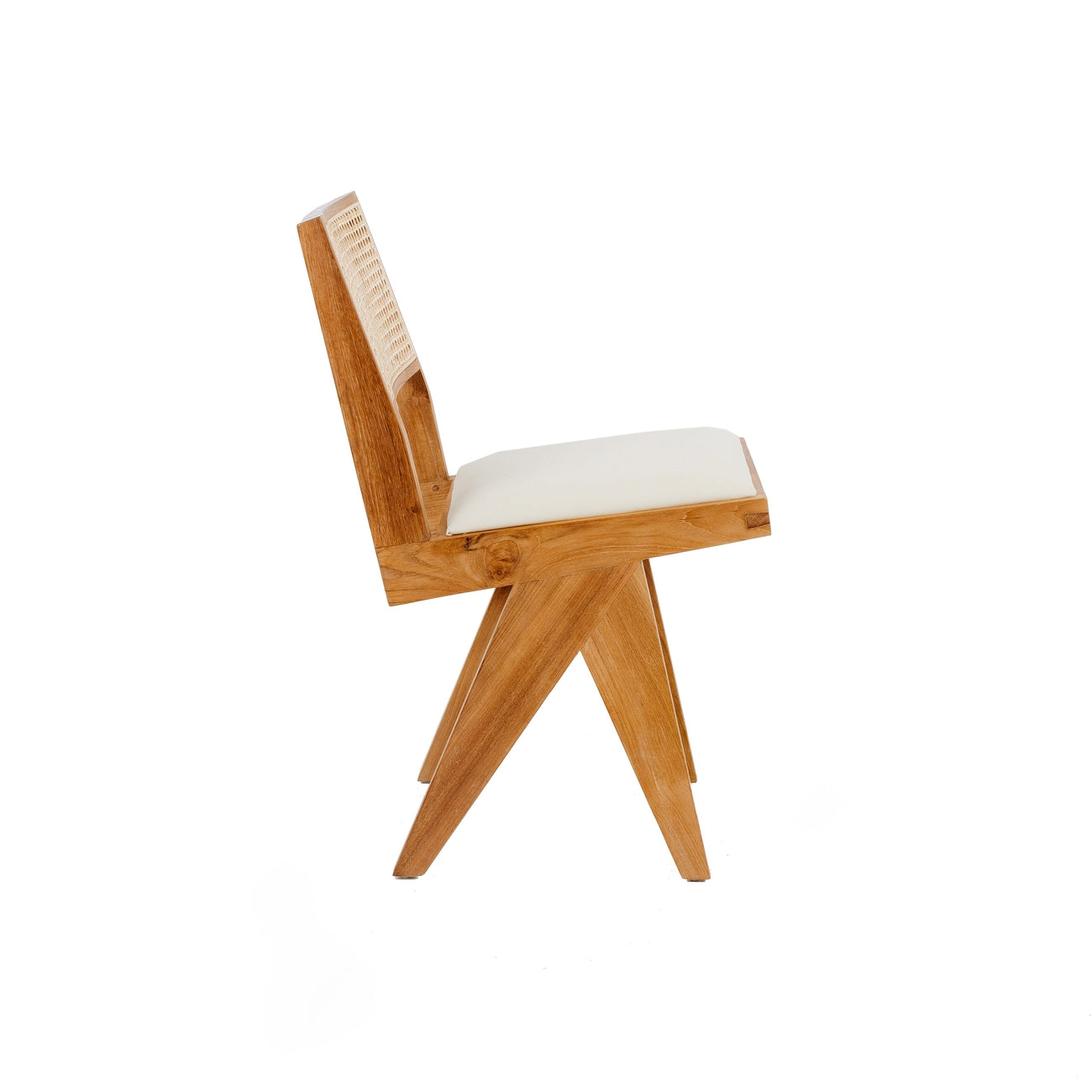 Jeanneret Dining Side Chair with Seat Pad and Hand Caned Back-France & Son-FL1338-Dining ChairsWhitewashed-Single-11-France and Son