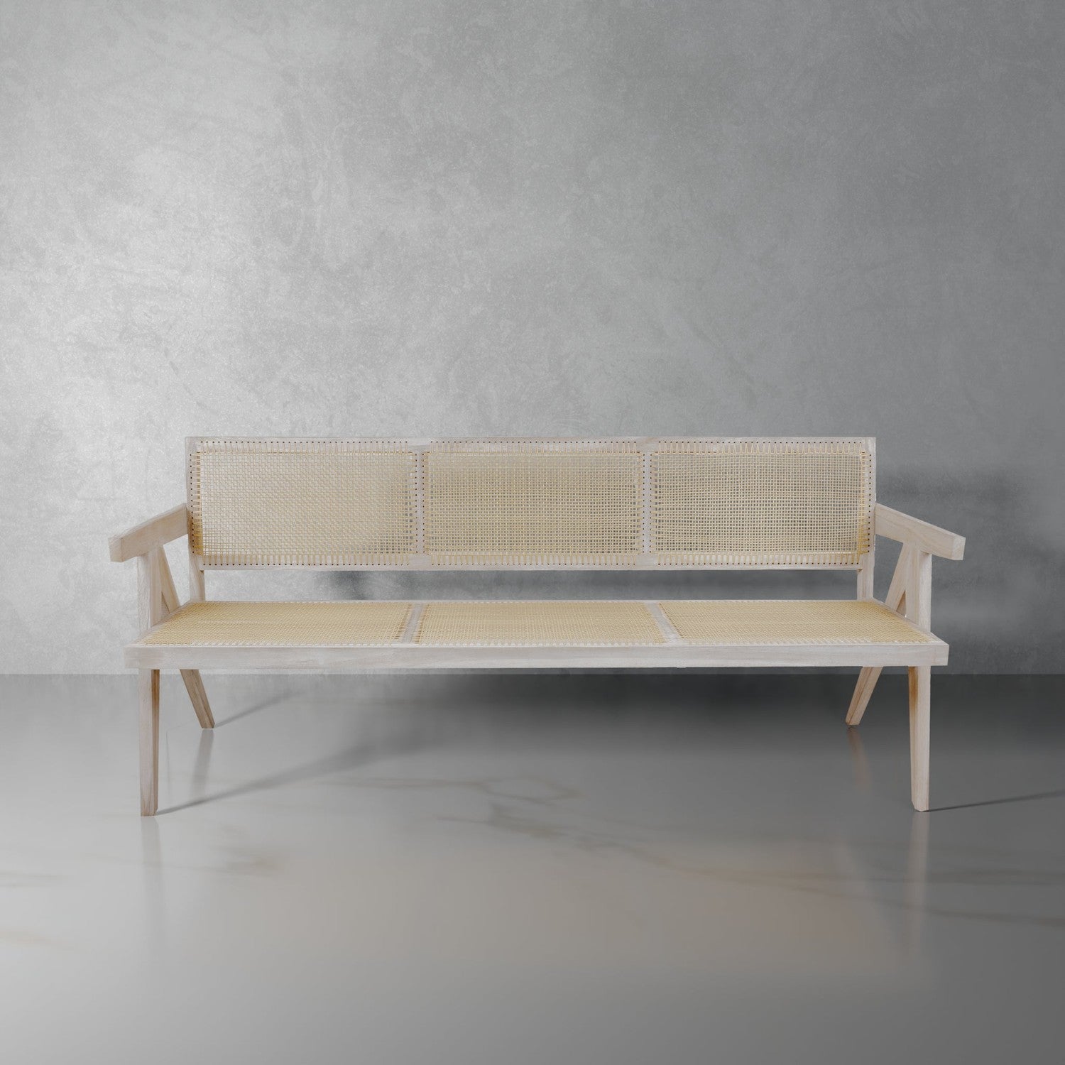 Jeanneret Outdoor Sofa - Teak Grey-France & Son-FL1367GREY-SYN-Outdoor Sofas-1-France and Son