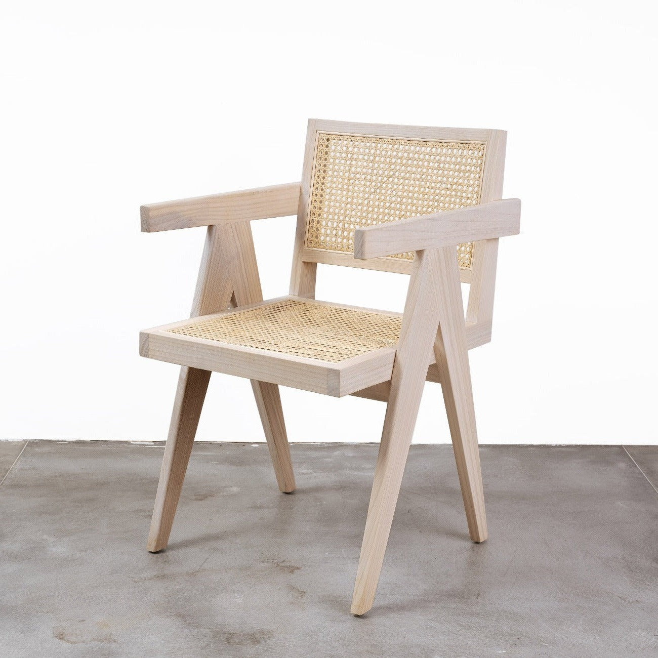 Mid Century Hand Cane Jeanneret Armchair Type 1-France & Son-FL1396OAK-Dining ChairsOak-Single-7-France and Son