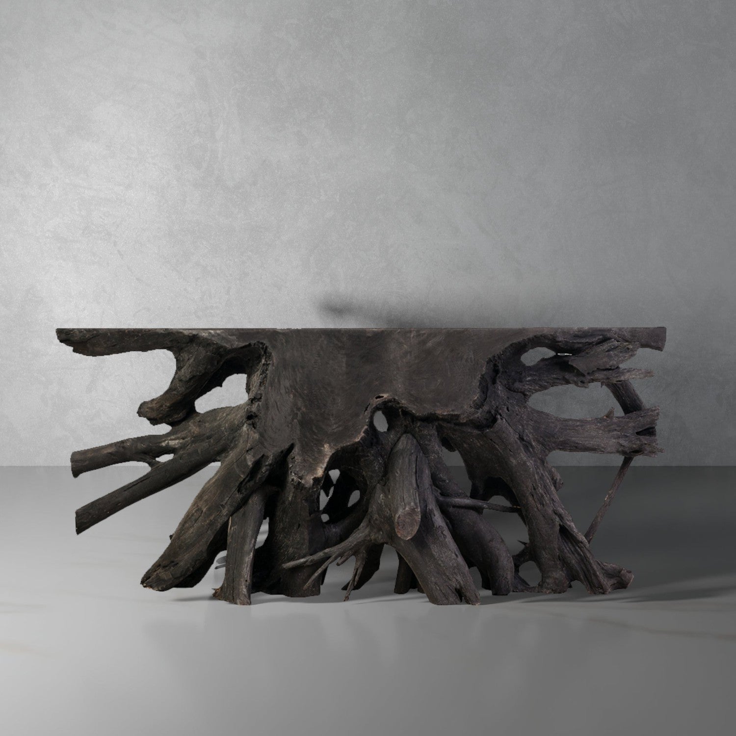 Organic Teak Console Table - Burnt Black-France & Son-FL1413BLK-Console TablesBlack-1-France and Son