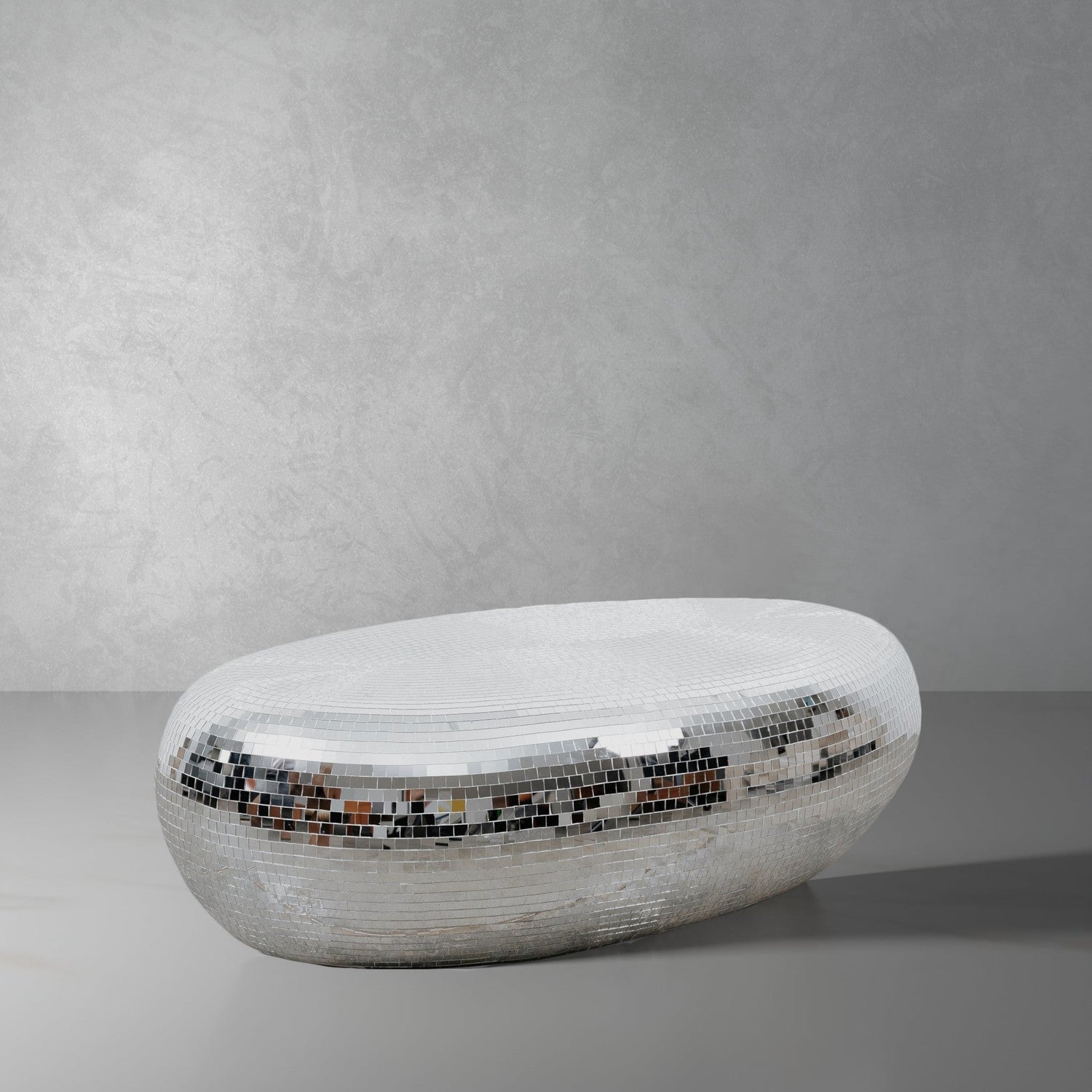 Oval Disco Ball Mirrored Coffee Table-France & Son-FL1428MOSAIC-Coffee Tables-1-France and Son