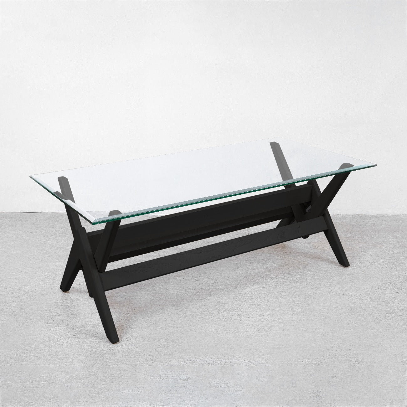 Jeanneret Teak Dining Table-France & Son-FL1480BASE-BLK-Dining TablesEbony-3-France and Son