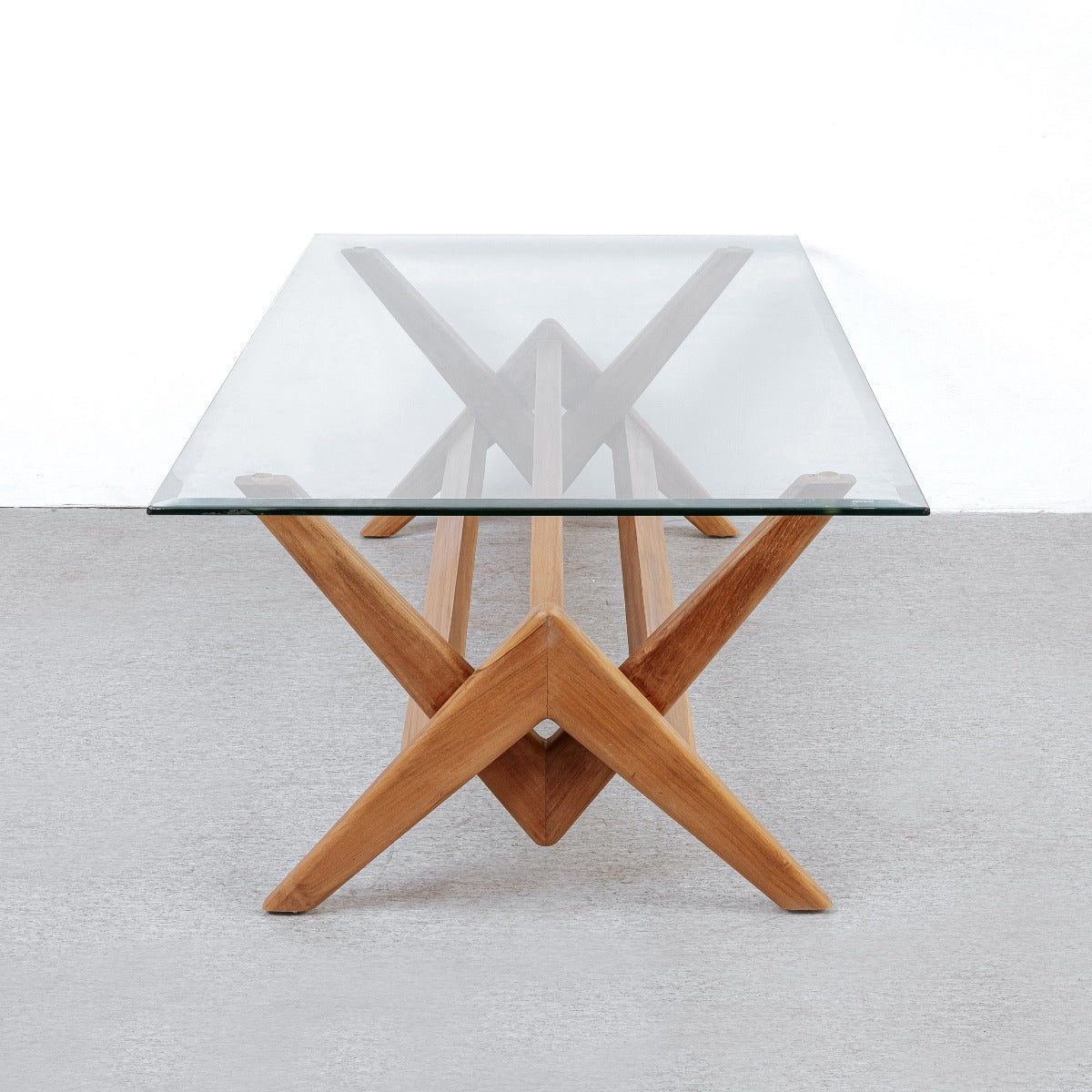 Jeanneret Coffee Table Type A - Rectangle Glass Top-France & Son-FL1488BASE-IVORY-Coffee TablesIvory - 47"-4-France and Son
