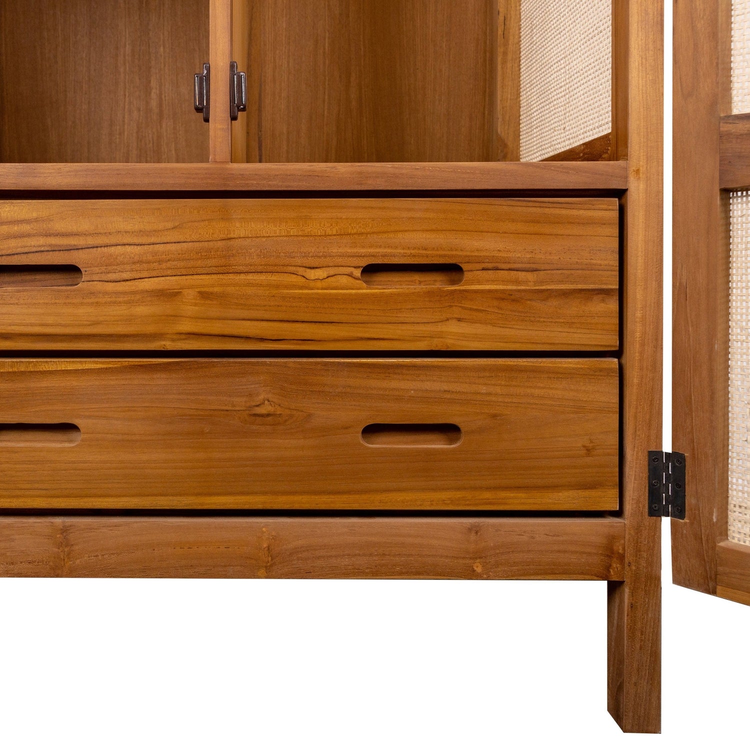 Lemari Teak and Cane Armoire