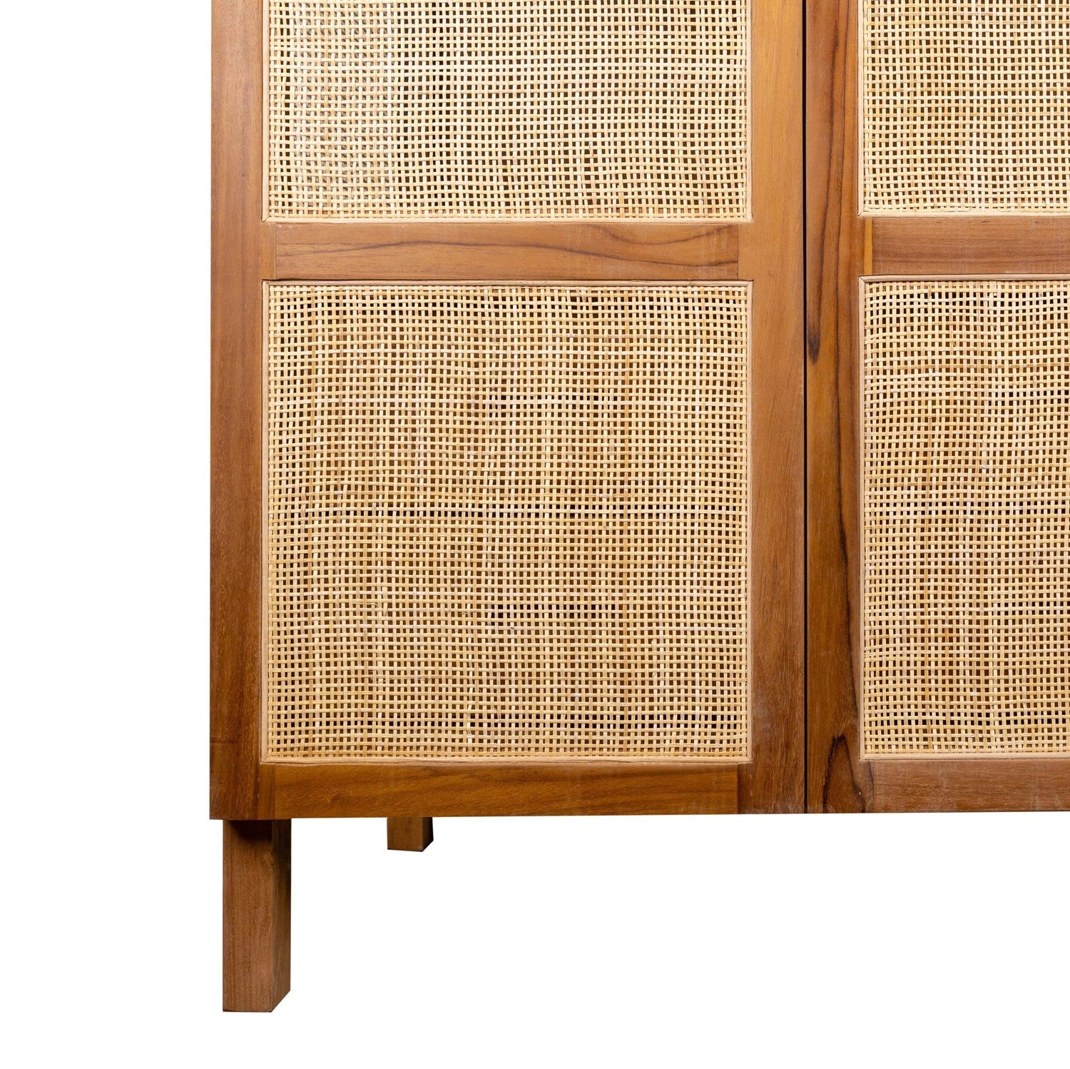 Lemari Teak and Cane Armoire