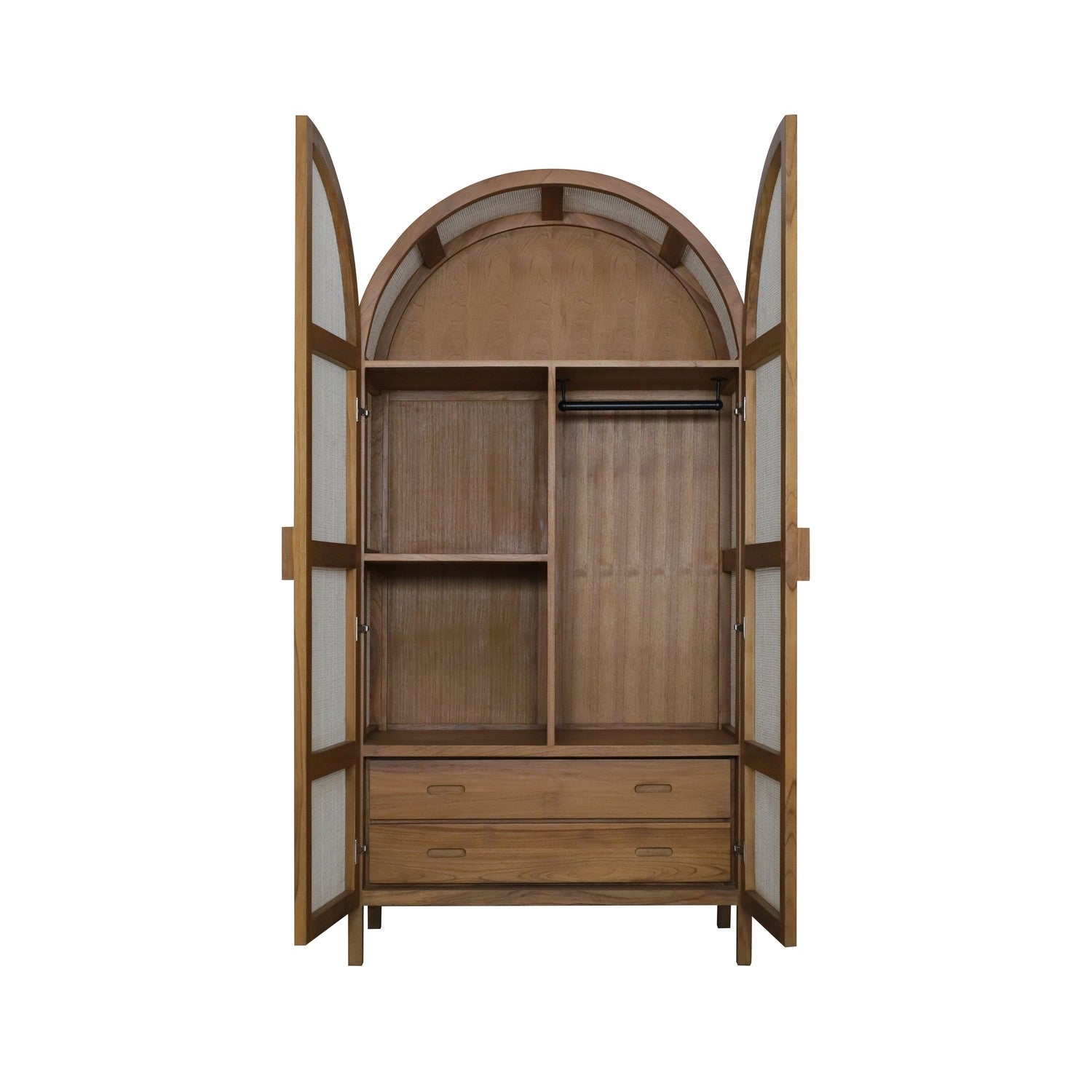 Lemari Teak and Cane Armoire