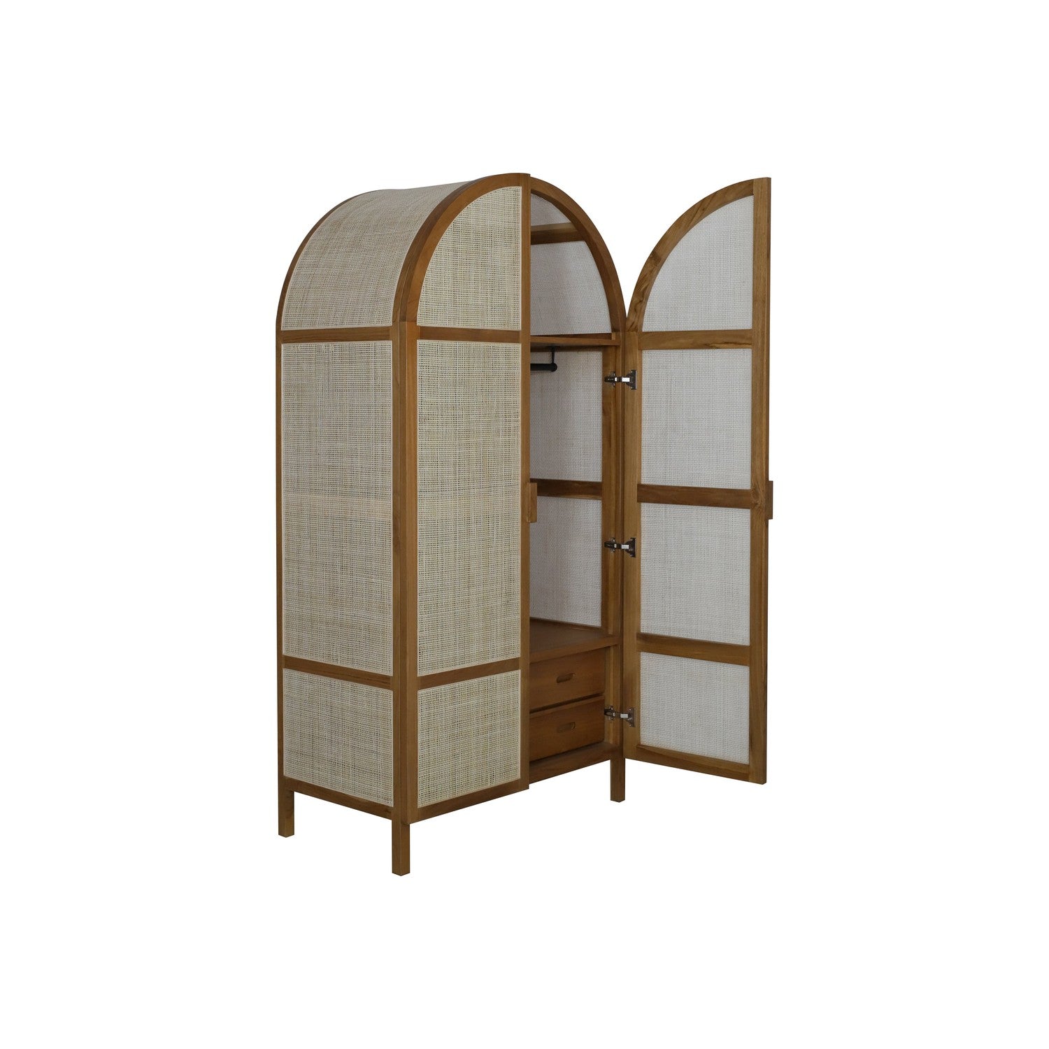 Lemari Teak and Cane Armoire