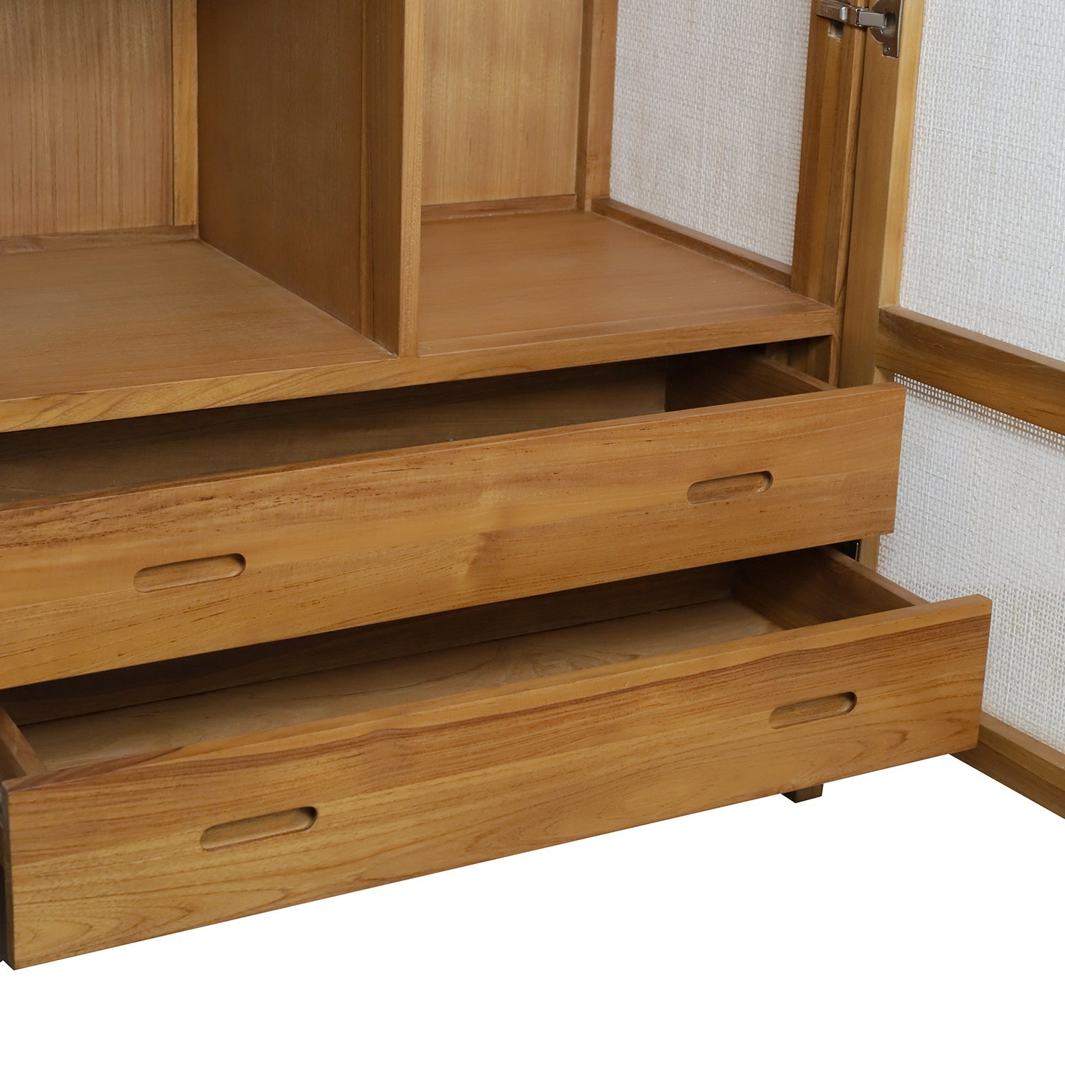 Lemari Teak and Cane Armoire