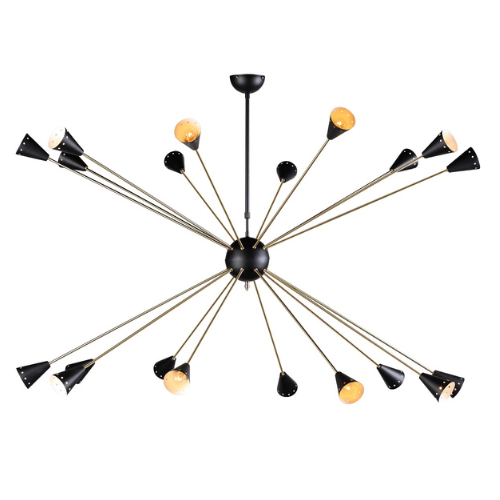 Mid Century Sputnik Chandelier-France & Son-LBC076BLK-Chandeliers-2-France and Son