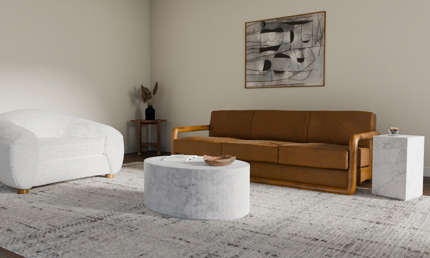 Carrara Marble Monolith Pedestal Side Table - Square-France & Son-FVT051MWHT-Side Tables-4-France and Son