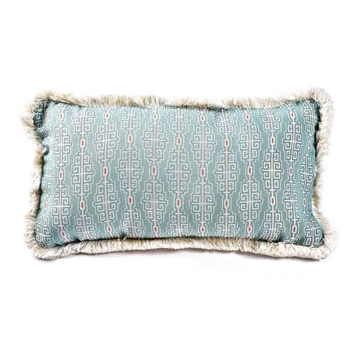 Fretwork Pillow w/ Trim-Ann Gish-ANNGISH-PWFW2424T-AQU-BeddingAcqua-1-France and Son