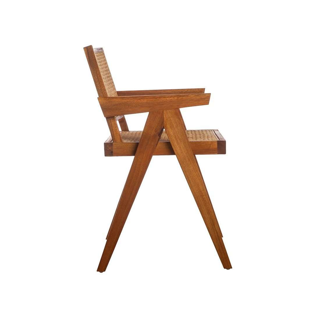 Mid Century Hand Cane Jeanneret Armchair-France & Son-FL1316NTRL-Dining Chairs-4-France and Son