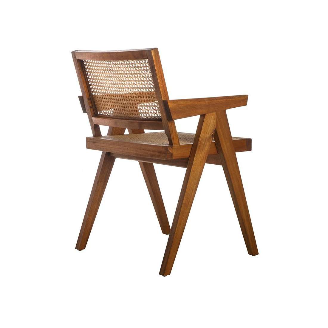 Mid Century Hand Cane Jeanneret Armchair-France & Son-FL1316NTRL-Dining Chairs-5-France and Son