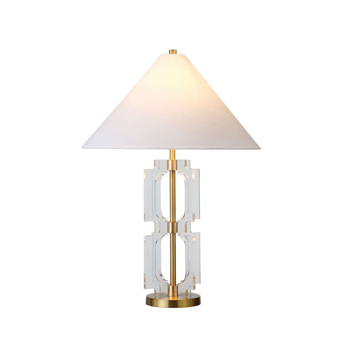 Hansen - Double Stacked Acrylic Square Table Lamp With Antique Brass Parts
