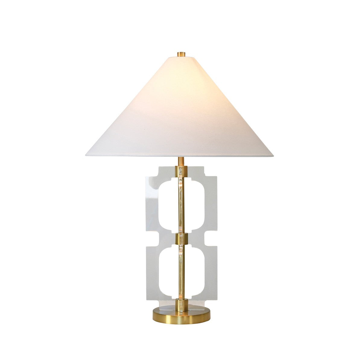 Hansen - Double Stacked Acrylic Square Table Lamp With Antique Brass Parts