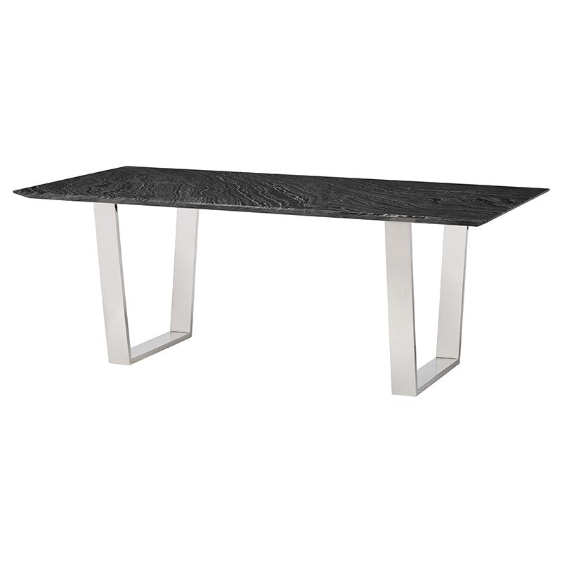 Catrine Dining Table-Nuevo-NUEVO-HGNA310-Dining Tablesblack wood vein-polished stainless legs-20-France and Son
