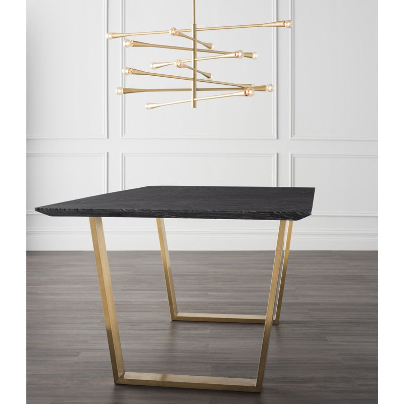 Catrine Dining Table-Nuevo-NUEVO-HGNA311-Dining Tablesblack wood vein-brushed gold legs-3-France and Son