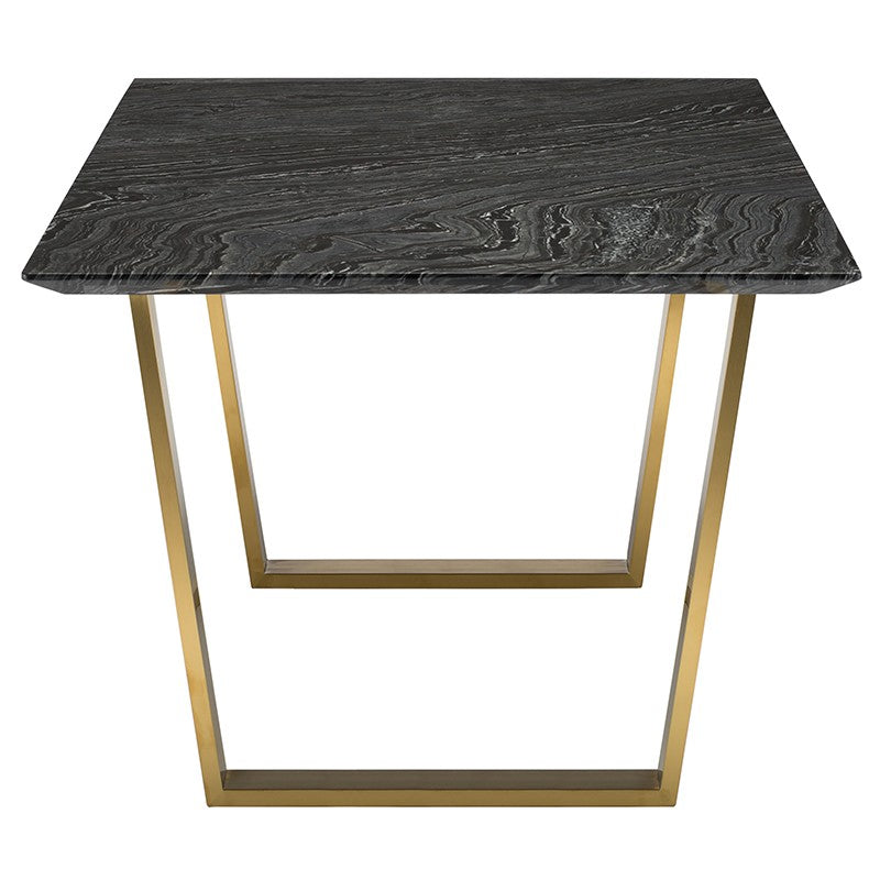 Catrine Dining Table-Nuevo-NUEVO-HGNA311-Dining Tablesblack wood vein-brushed gold legs-6-France and Son