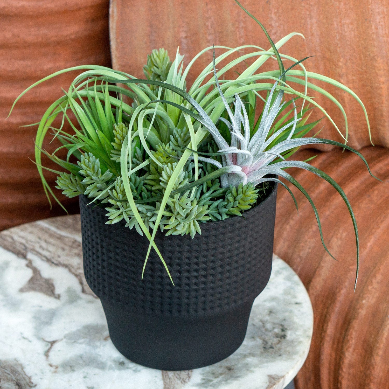 Nama Air Plant Mix With Sedum 13"H-Gold Leaf Design Group-GOLDL-HY1838-13-Planters-1-France and Son