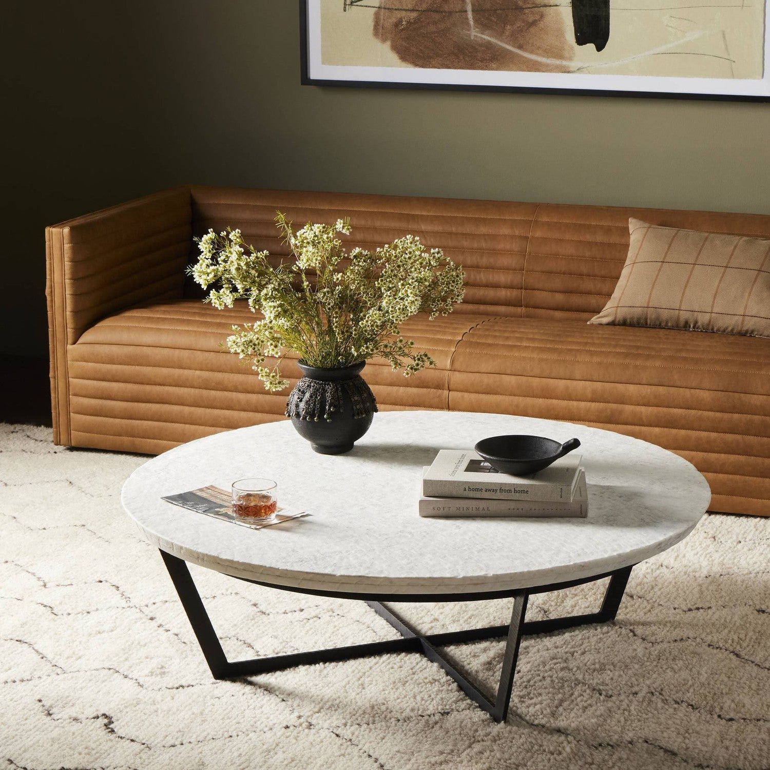 Felix Round Coffee Table - Sandblasted White Marble