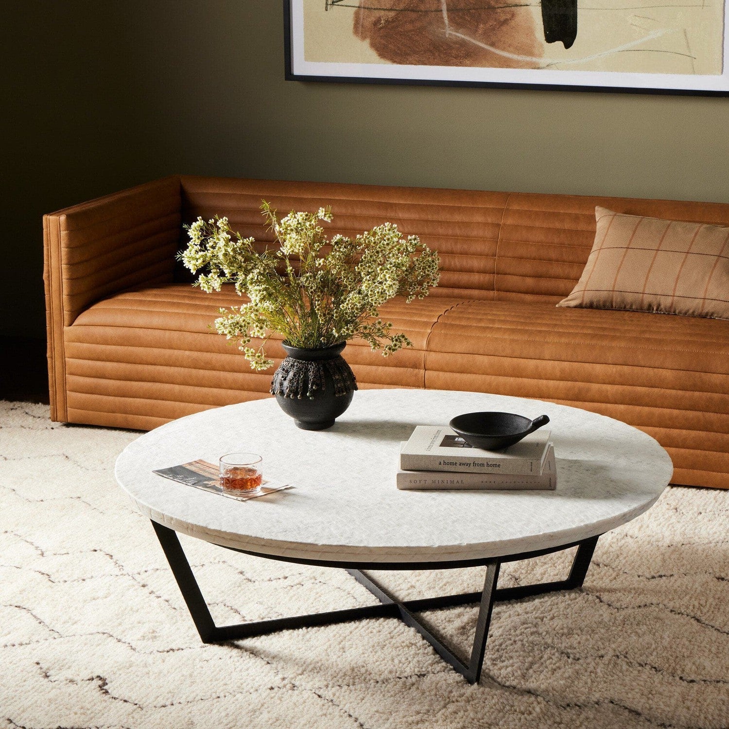 Felix Round Coffee Table - Sandblasted White Marble
