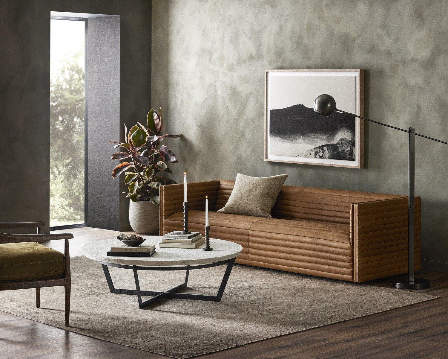 Felix Round Coffee Table - Sandblasted White Marble