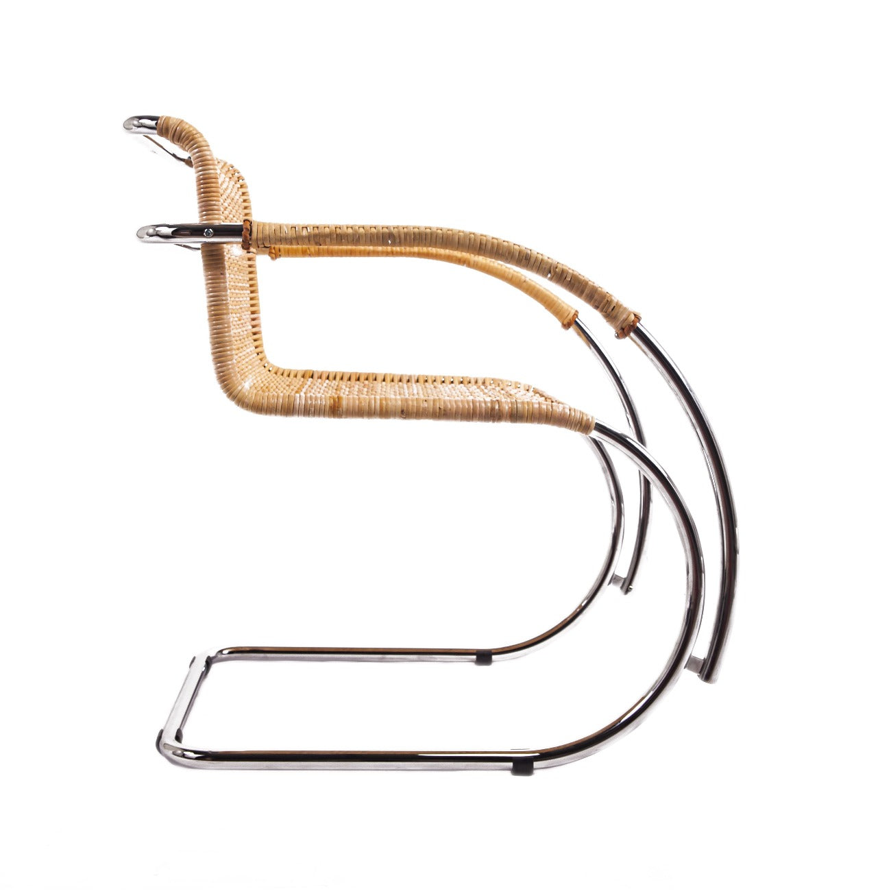 Italian Made Mies Van Der Rohe Hand Made Cane Armchair-France & Son-FSC206NTRL-Dining ChairsSingle-2-France and Son