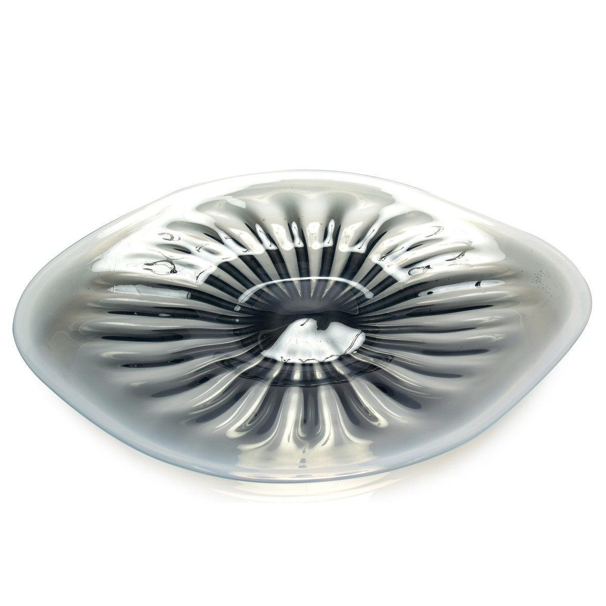 Rays Of Blue And White Glass Charger - Blue - Glass