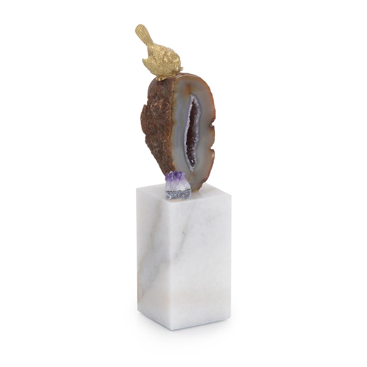 Brass Bird and Geode Sculpture-John Richard-JR-JRA-13147-Decorative ObjectsI-1-France and Son
