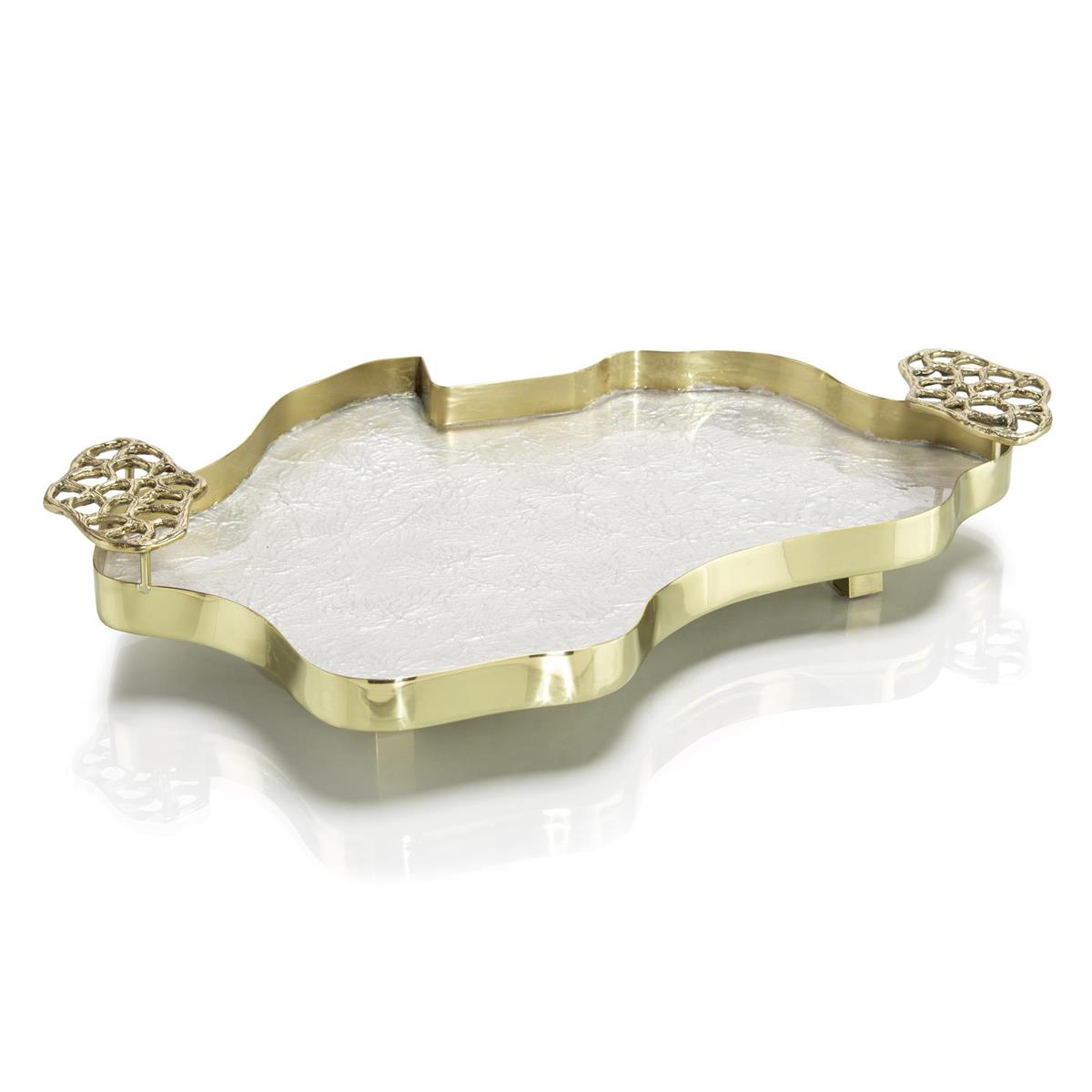 Brass and Iridescent White Tray-John Richard-JR-JRA-13212-Trays-1-France and Son