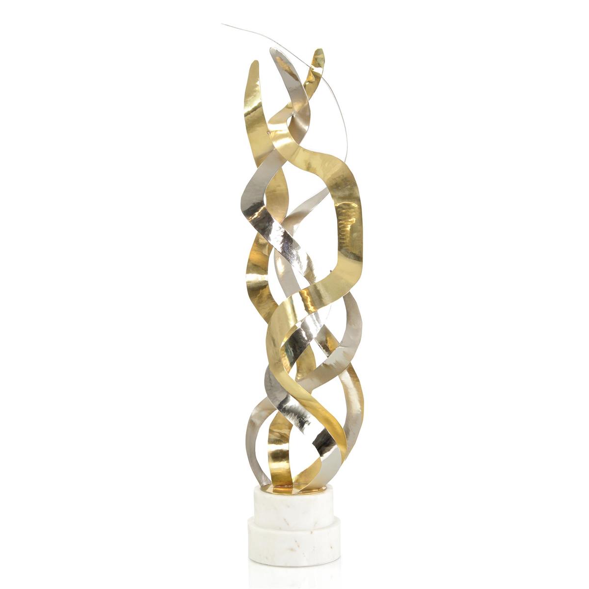 Brass and Silver Swirling Ribbons Sculpture-John Richard-JR-JRA-14169-Decorative Objects-1-France and Son