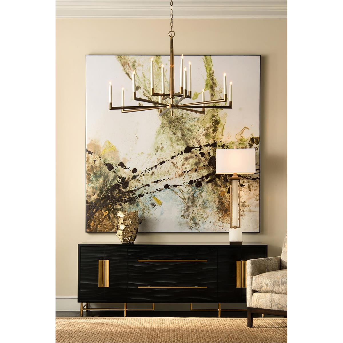 Coffee Bronze And White Alabaster Buffet Lamp - White