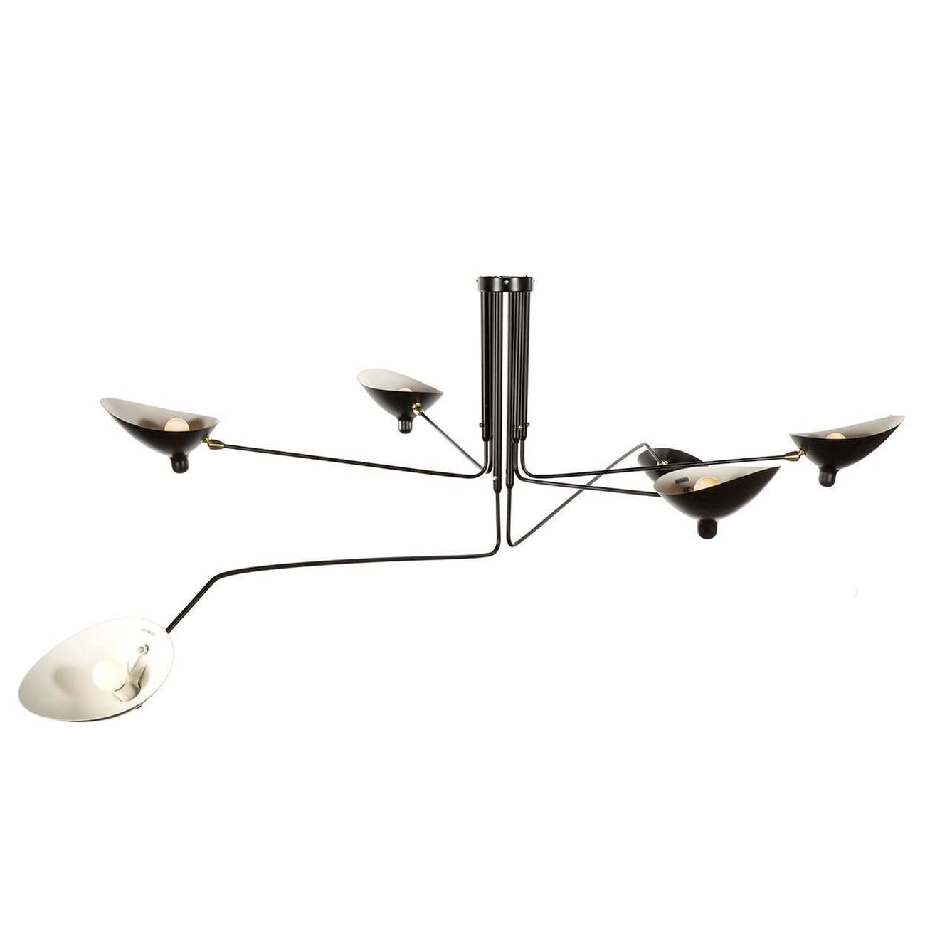 Mid Century MCL-R6 Six Arm Ceiling Lamp - Black-France & Son-LBC017BLK-Chandeliers-4-France and Son