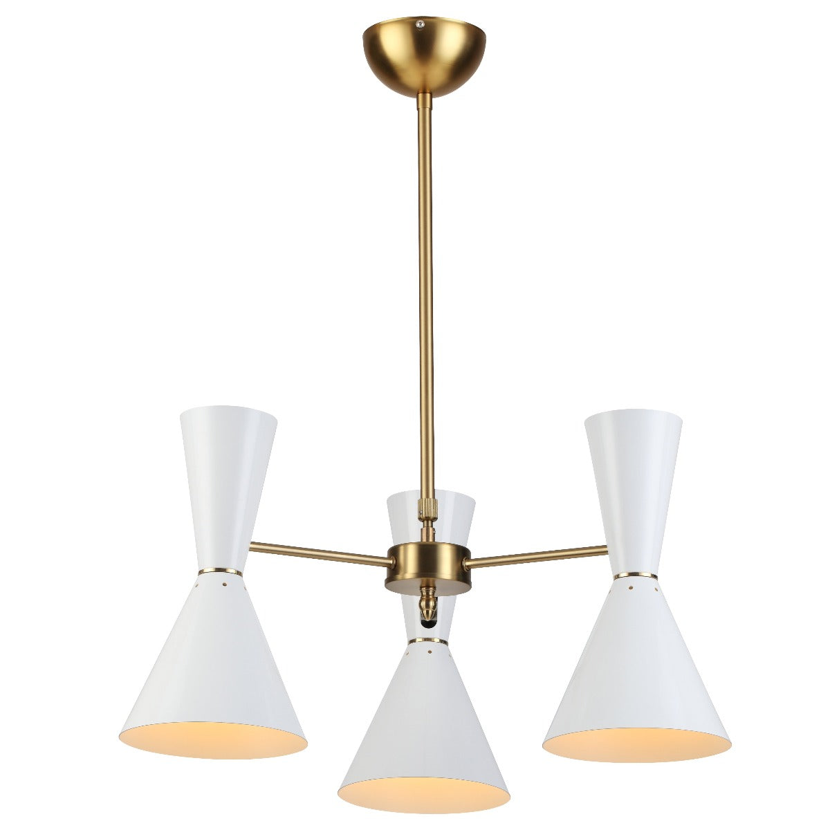 Mid Century Bow Tie Chandelier - Three Arm-France & Son-LBC0793WHT-Chandeliers-2-France and Son