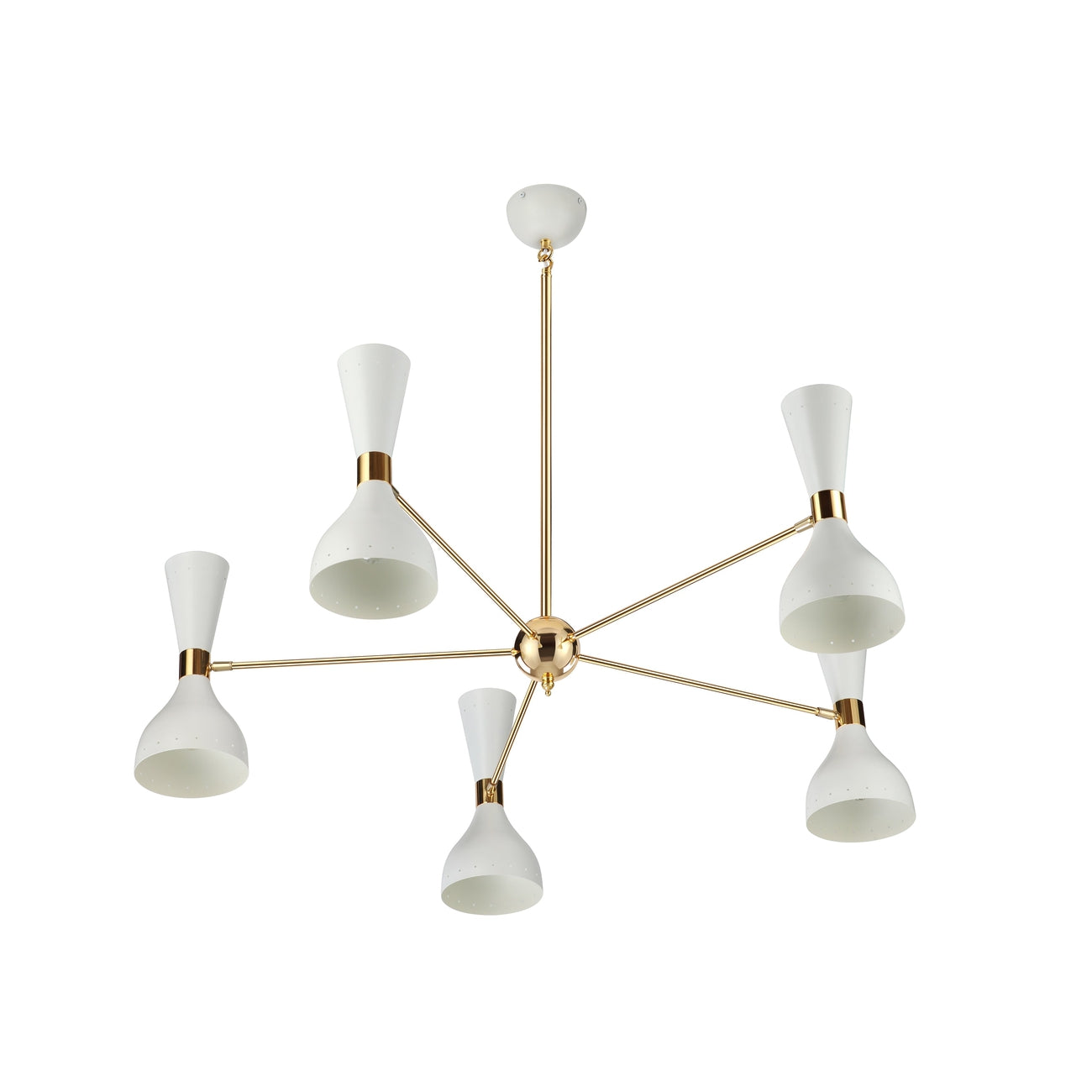 Mid Century Stilnovo Hourglass Chandelier - 5 Arm-France & Son-LBC1235WHT-ChandeliersWhite-1-France and Son