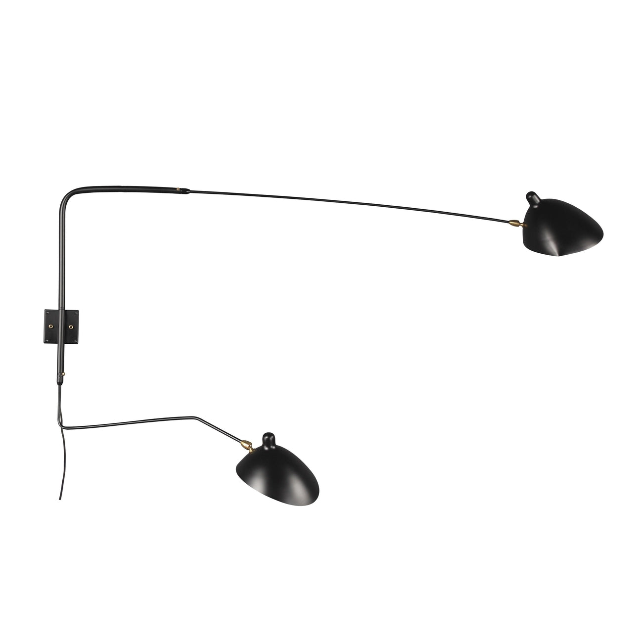 MSC-R2C Rotating Wall Sconce - Two Arm-France & Son-LBW030BLKD-Wall LightingBlack-1-France and Son