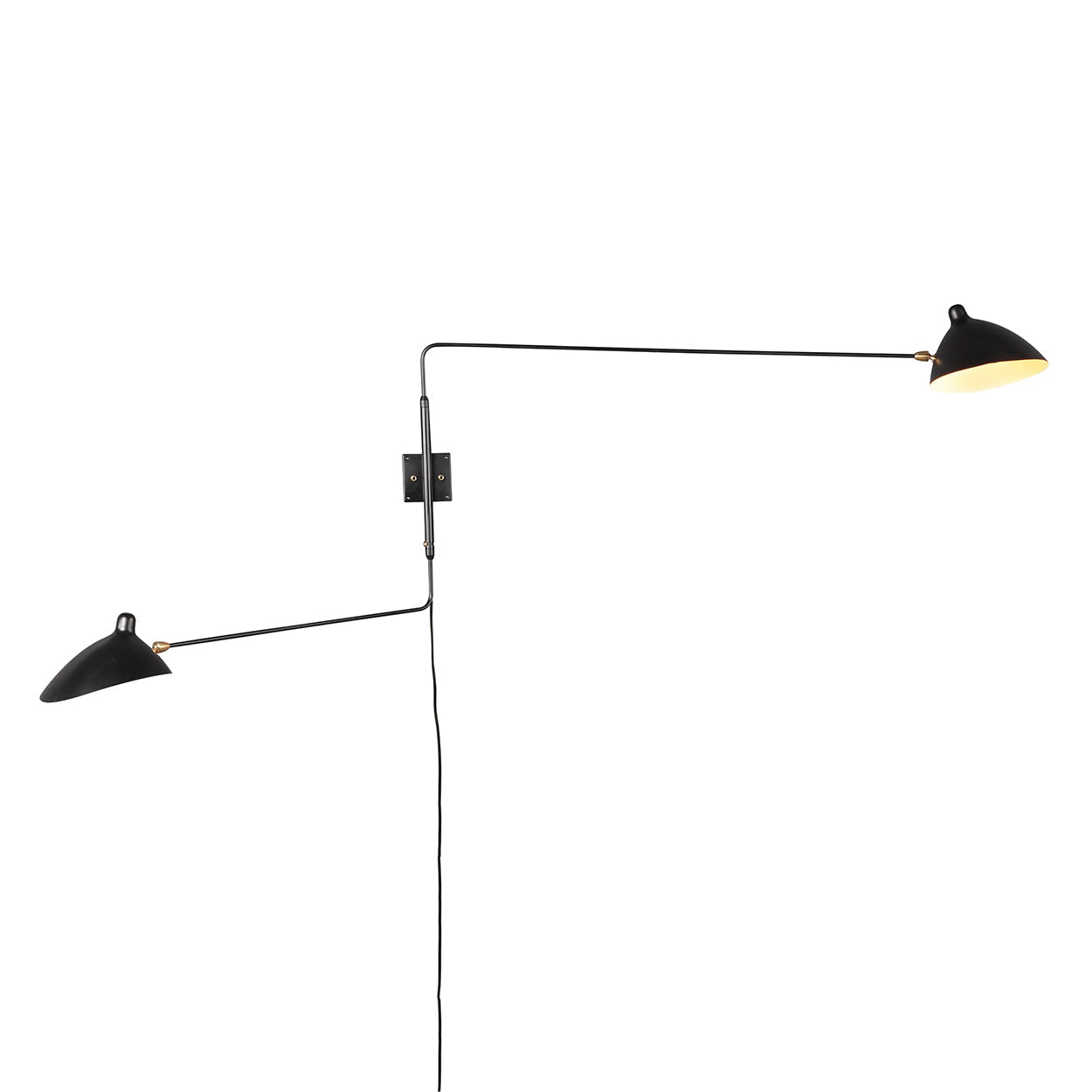 Mid Century Muille MSC-R2 Rotating Wall Sconce - Two Arm Straight-France & Son-LBW031BLKD-Wall Lighting-2-France and Son