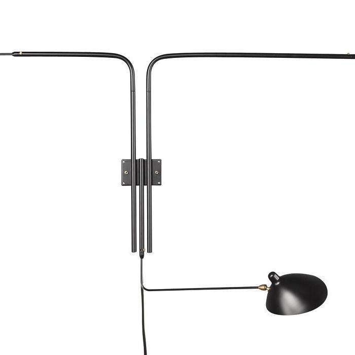 Mouille MSC-R3 Three Arm Rotating Wall Sconce-France & Son-LBW034BLKD-Wall Lighting-2-France and Son